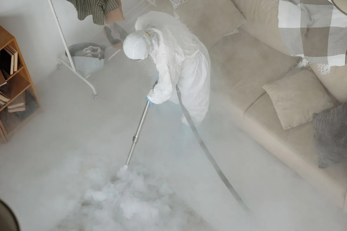 Biohazard cleanup technician in protective equipment, Silver Spring, Milwaukee, WI